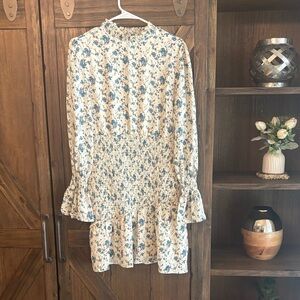 Floral Blue and Cream Mini Dress